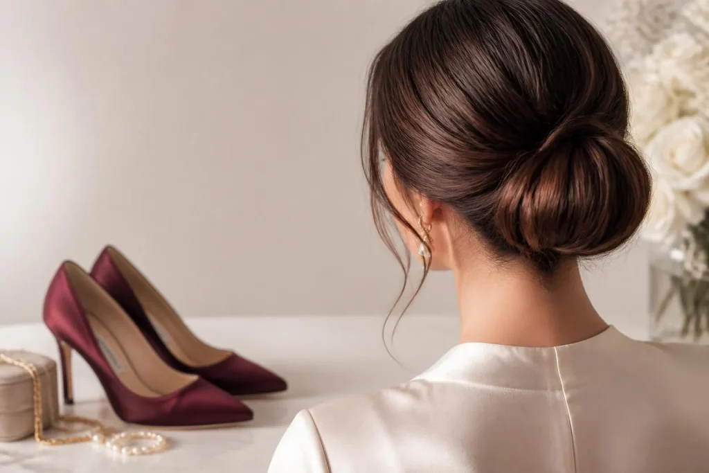 Chaussures de luxe & coiffure sophistiquée : l’équilibre