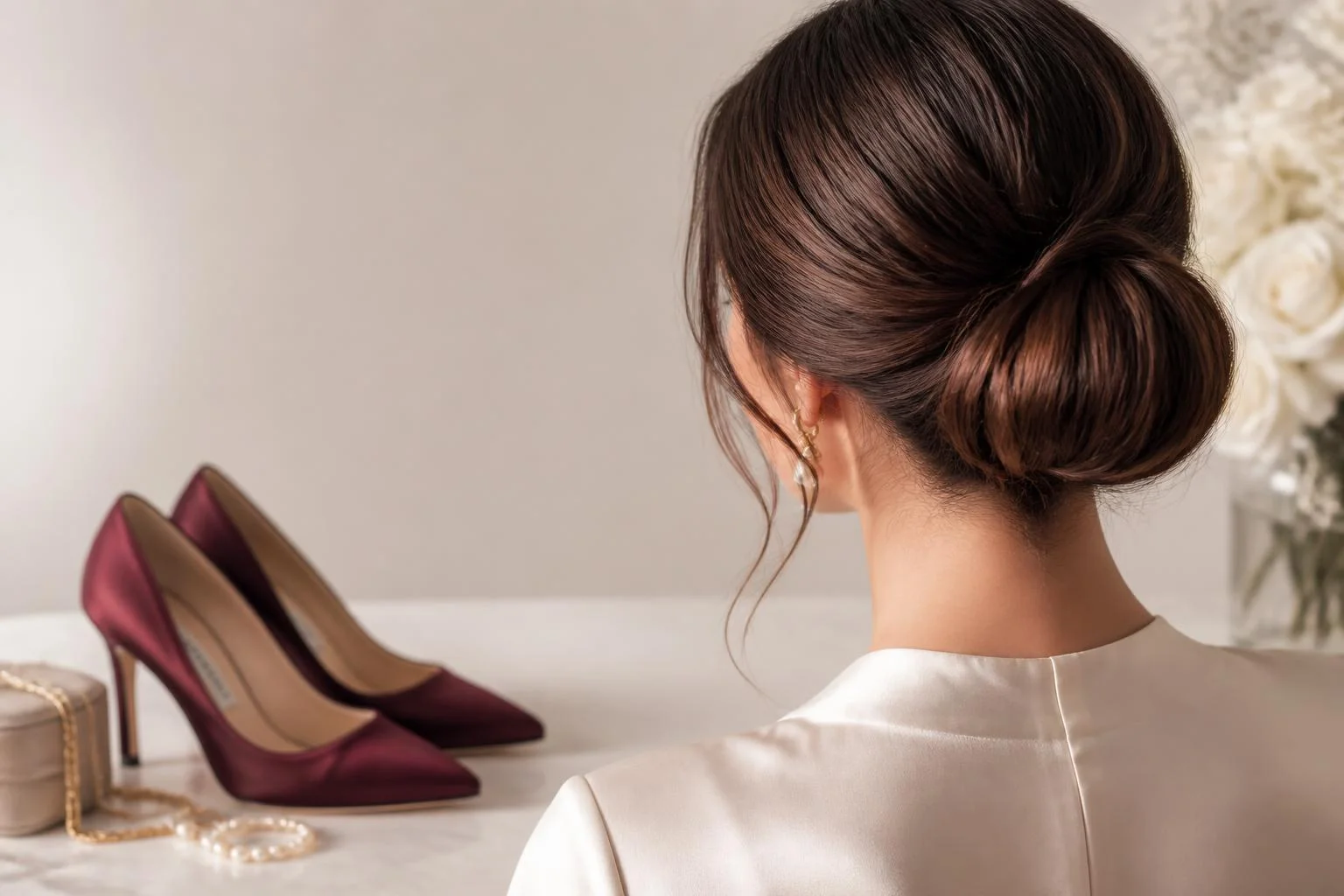 Chaussures de luxe & coiffure sophistiquée : l’équilibre
