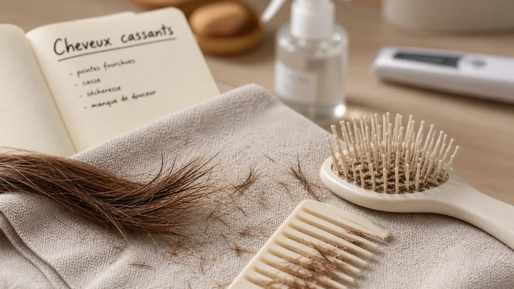Cheveux qui casse : mèche abîmée, brosse et peigne