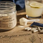 Collagène marin bienfaits : gélules et peptides dans un bocal