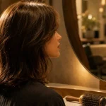 Coupe midi flick : volume et mouvement, cheveux mi-longs wavy au miroir
