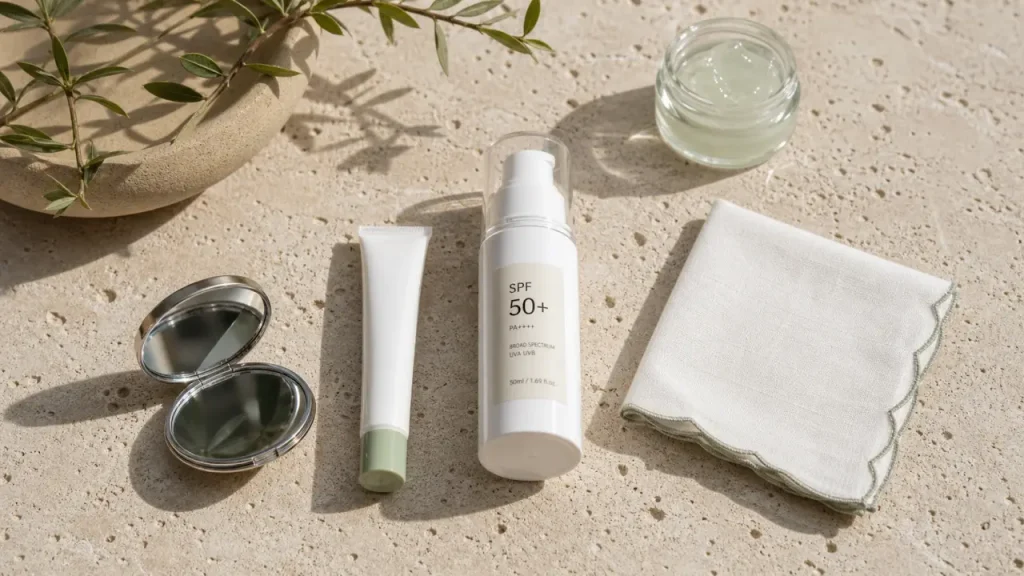 Crème solaire acné SPF 50+ texture matifiante, visage sans logo