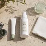 Crème solaire acné SPF 50+ texture matifiante, visage sans logo