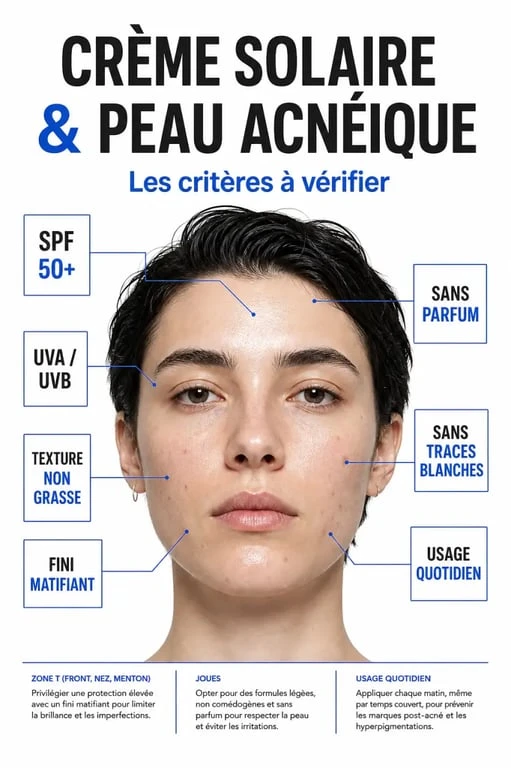 Crème solaire acné : critères de choix pour peau acnéique