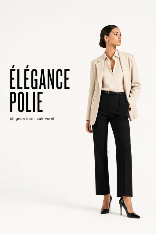 Comment accorder ses chaussures de luxe avec une coiffure sophistiquée : chignon bas lisse et escarpins noirs vernis