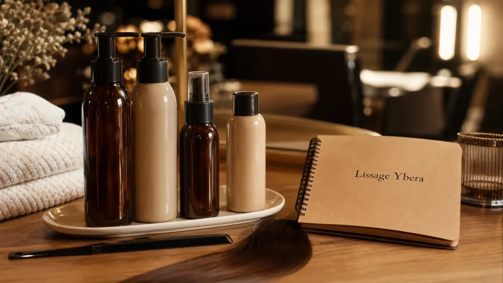 Lissage Ybera : produits et mèche de cheveux lissée, choix selon le type de cheveux