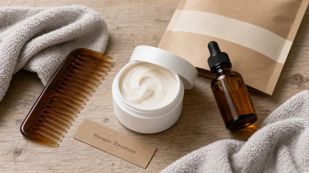 Masque keratine pure : crème capillaire et ingrédients