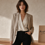 morphologie en h : silhouette droite, blazer et cache-cœur