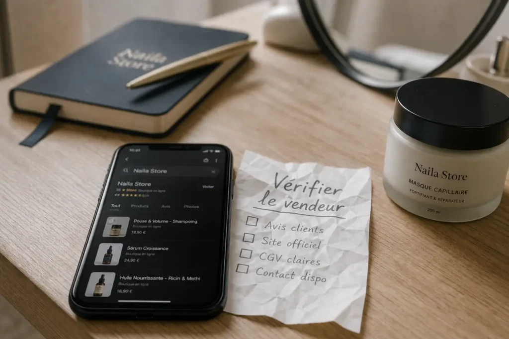 Naila Store sur smartphone : vérifier vendeurs, produits et signaux de confiance