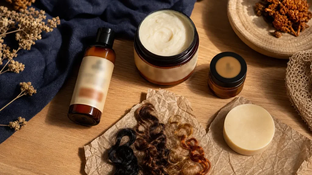 purc conditioner : soins après-kératine, leave-in et masque profond sur table bois