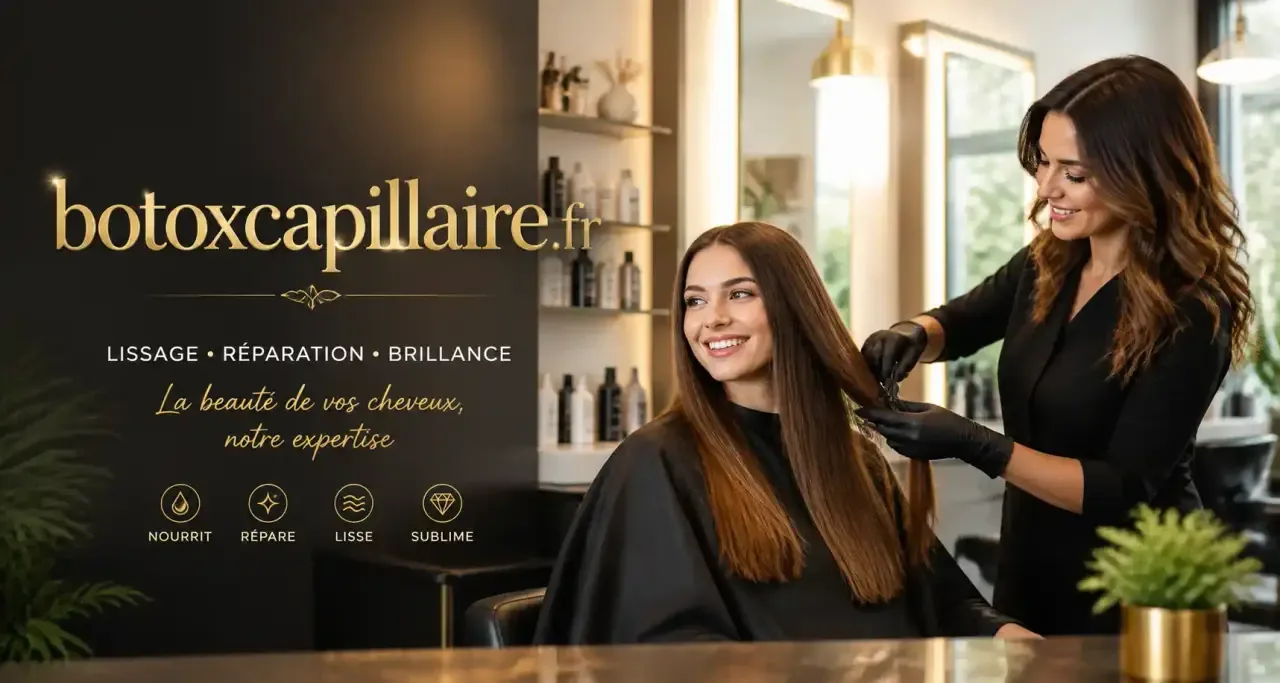 Salon de coiffure lumineux, chevelure brillante et soignée mise en valeur sous la lumière