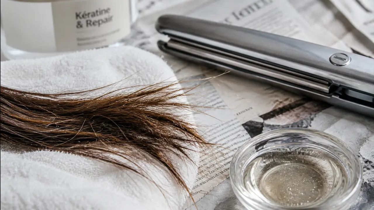 Cheveux brulés : mèche abîmée, kératine et sérum réparateur
