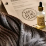 Cheveux indiens Remy Hair, mèches sur table en bois