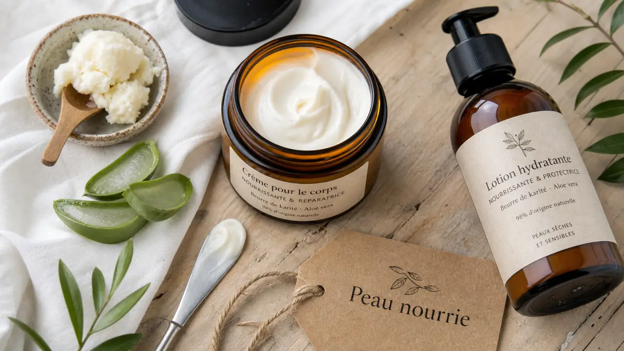 Crème naturelle pour le corps hydratante, beurre de karité et aloe vera