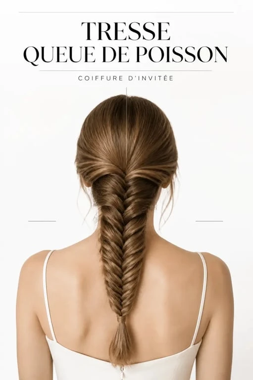 Coiffure mariage invitée tresse queue de poisson moderne pour invitée de mariage