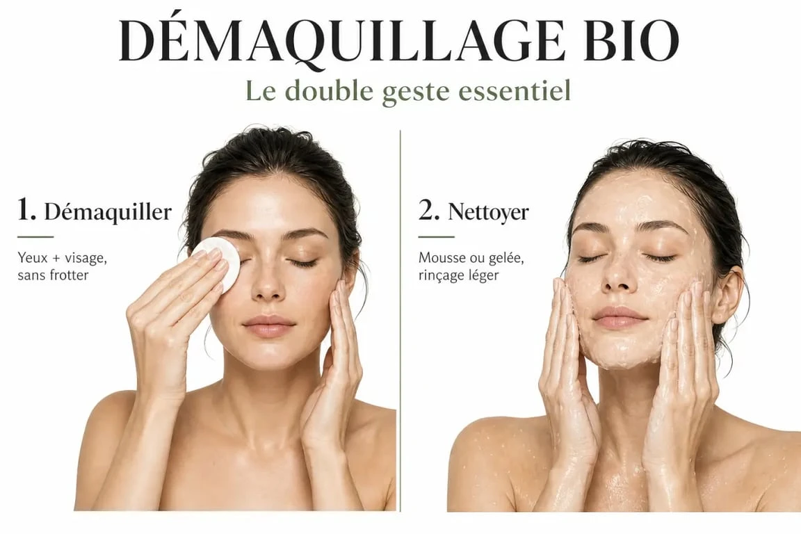 Les bons gestes de démaquillage bio en double nettoyage