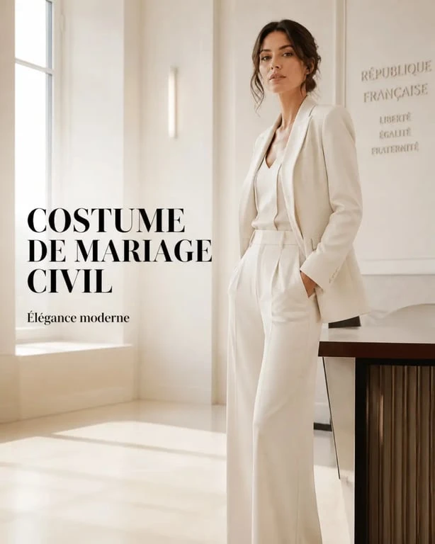 Costume femme mariage élégant porté par une invitée lors d’une cérémonie de mariage civile