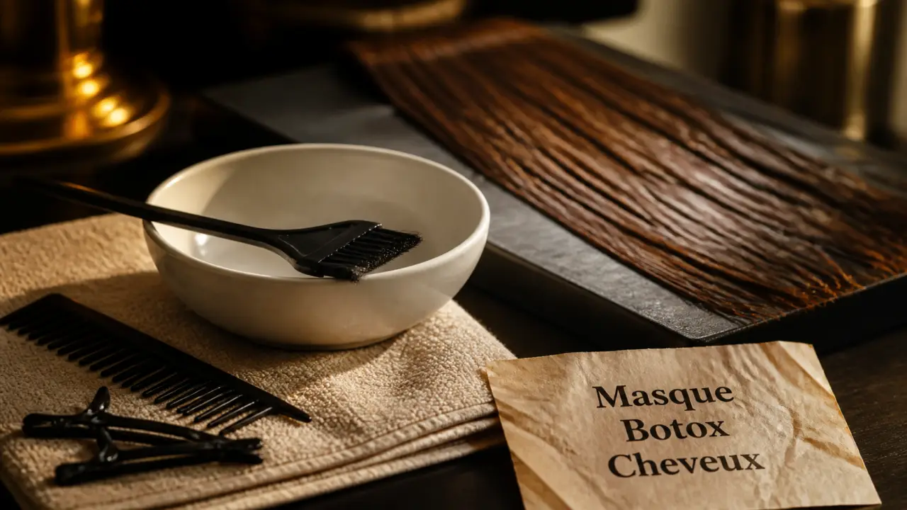 Masque botox cheveux : application et brillance après soin gainant
