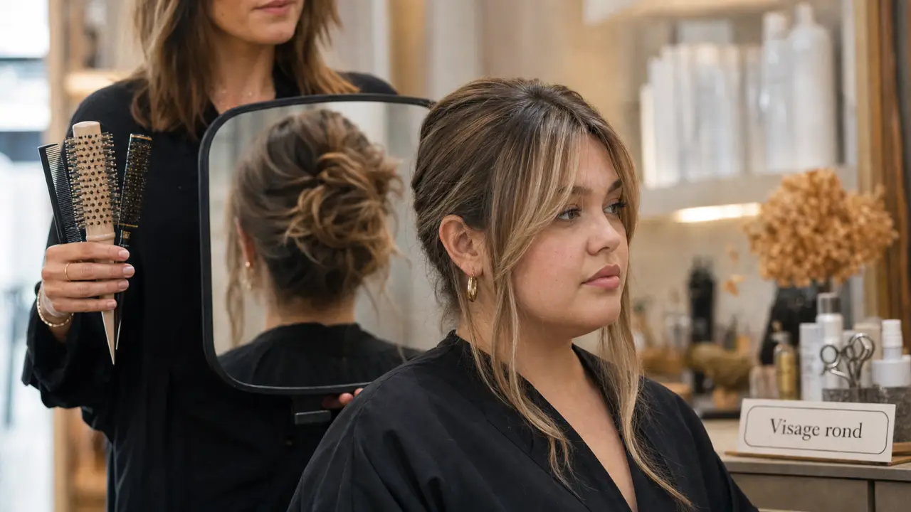 Visage rond coupe de cheveux : mèches encadrantes au salon