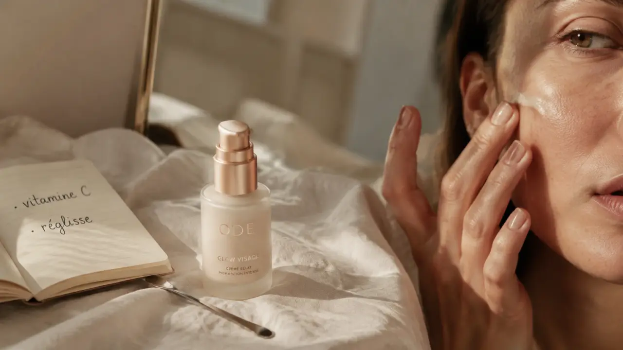 Crème glow visage sur peau pour un éclat immédiat et teint uniforme anti-taches