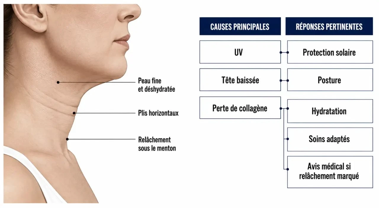 Rides du cou que faire : schéma des causes principales et des solutions selon la gravité
