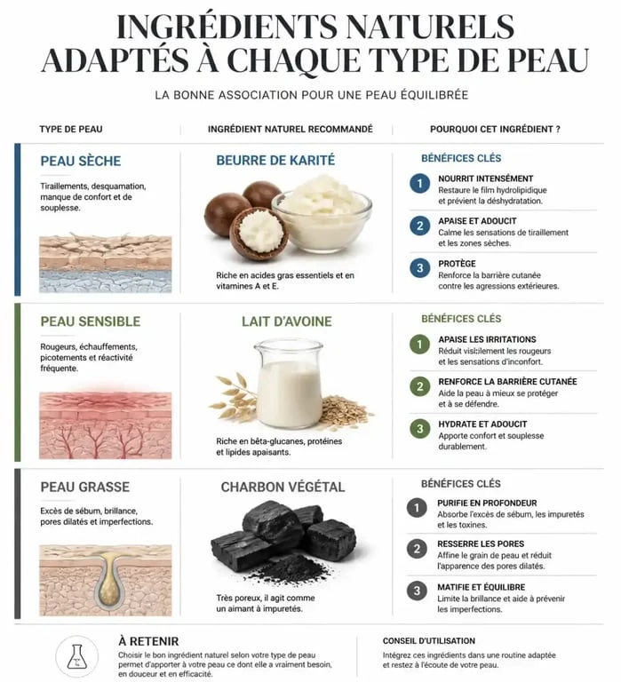 Guide visuel pour choisir son savon solide corps bio selon son type de peau