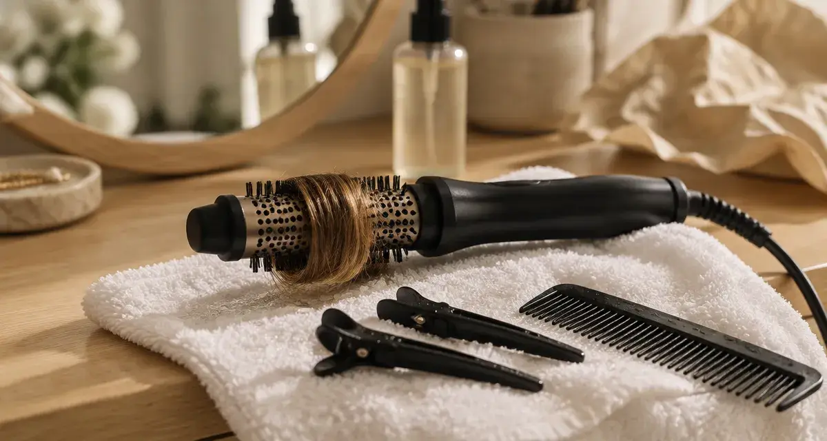 Brosse chauffante cheveux courts pour brushing précis