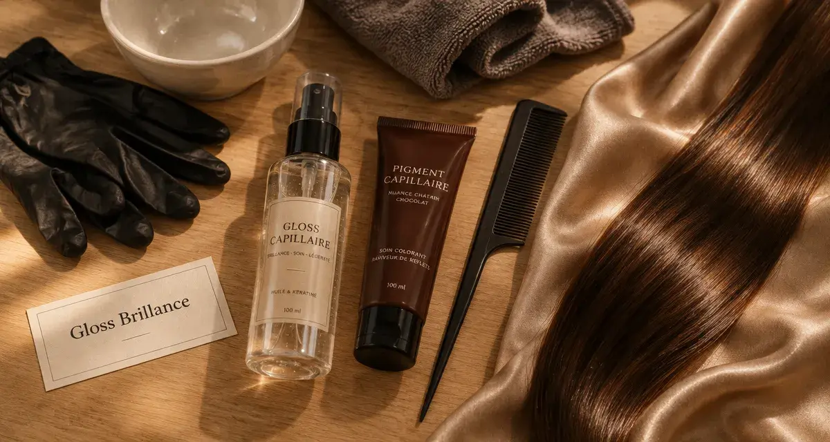 Gloss pour cheveux pour une brillance visible, sans éclaircir la couleur