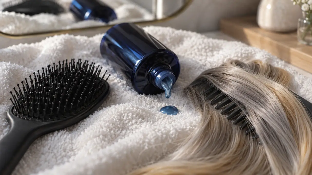 Soin bleu cheveux neutralisant le jaune, sans bleuir les longueurs