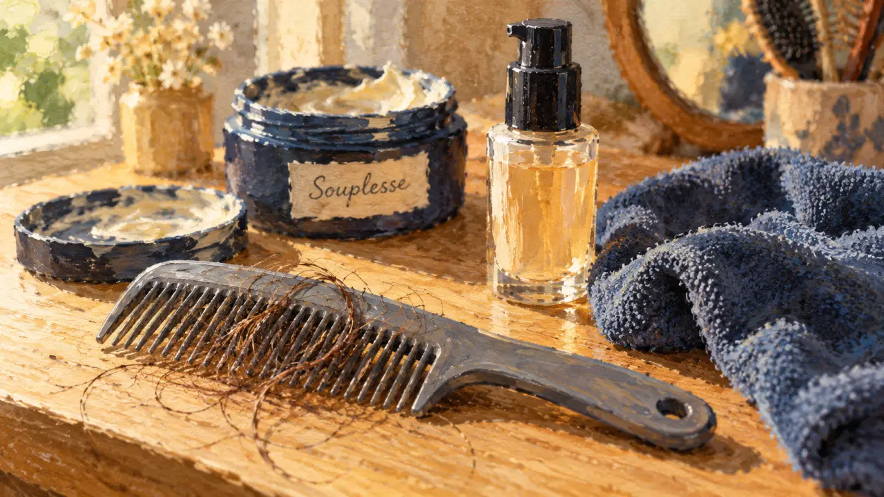 Souplesse cheveux : sérum et masque sur cheveux mi-sèches